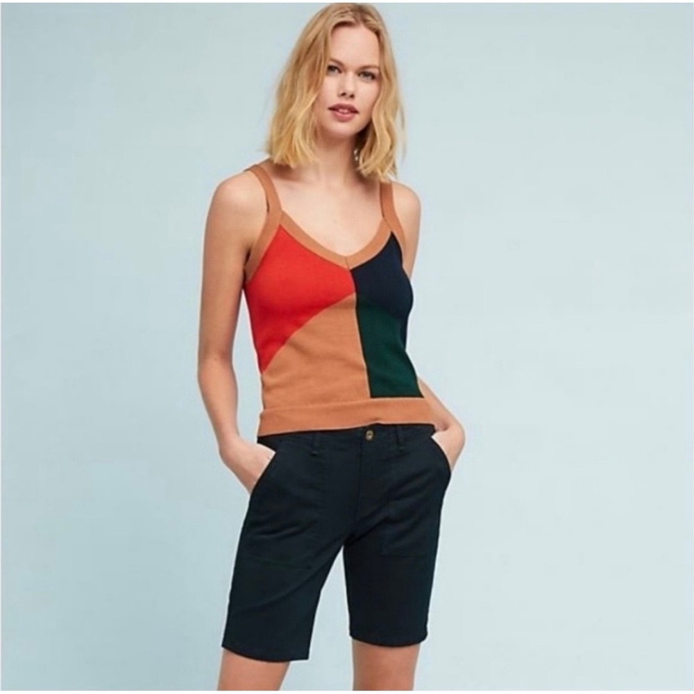 Anthropologie Chino Bermuda Shorts Utility Patch Pockets Size 29 Walking EUC